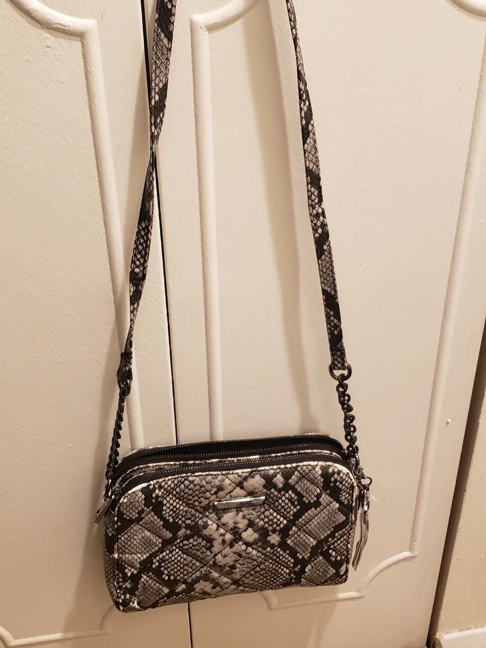 Aldo Black & Cream Snake-Print Crossbody Bag